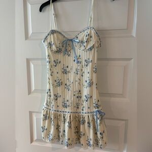 Jessica Simpson Cream and Blue Floral Slip Dress